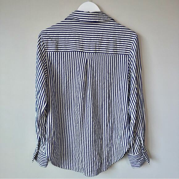 Emerson Lang | Blue and White Striped Button Up Blouse - Picture 5 of 8
